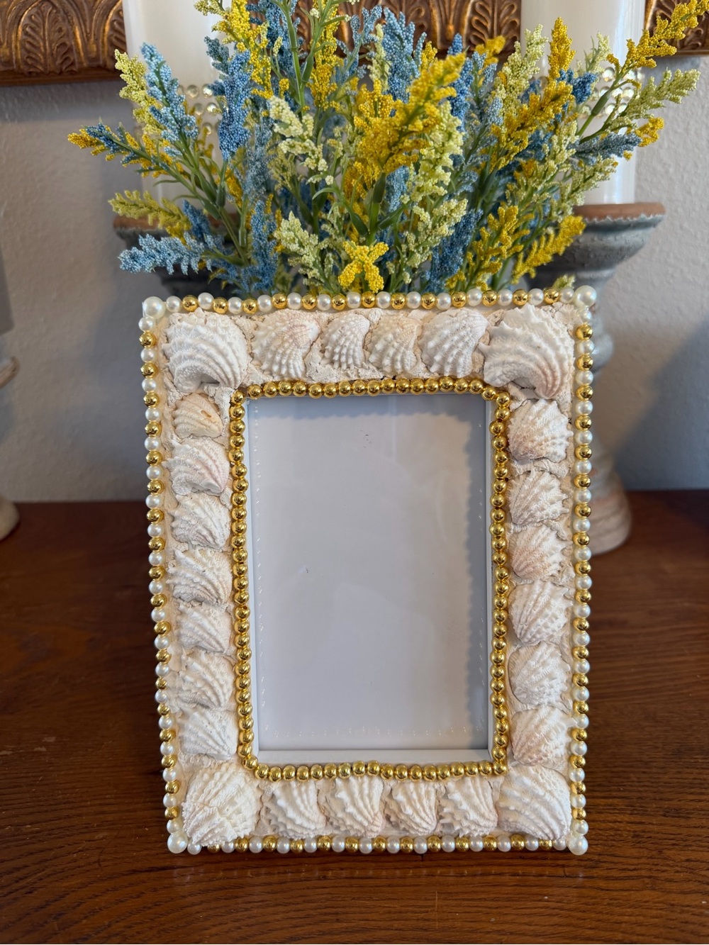 Seashell Beaded Photo Frame- Handcrafted